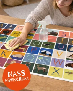 ABC Schreibtischunterlage mit passenden Tieren zu jedem Buchstaben | für Kinder | 60x40 cm