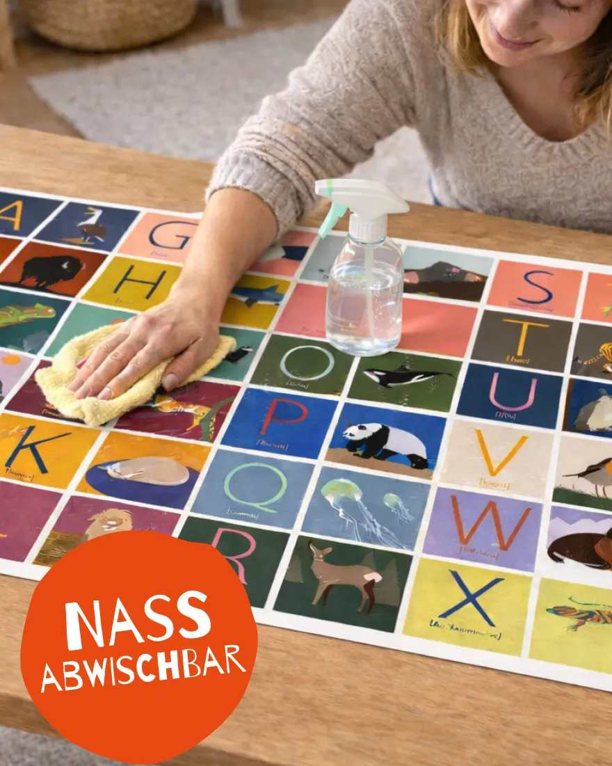 ABC Schreibtischunterlage mit passenden Tieren zu jedem Buchstaben | für Kinder | 60x40 cm