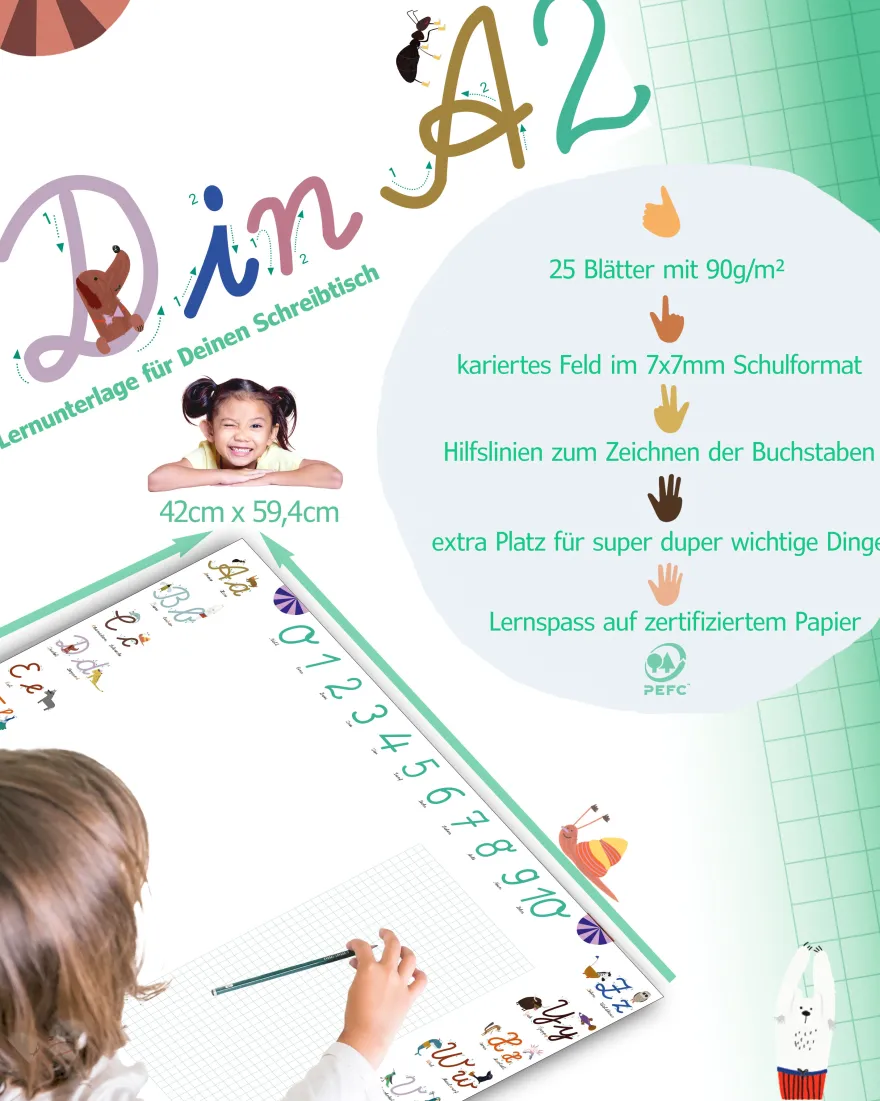 ABC Schreibtischunterlage Schreibschrift zum Abreißen