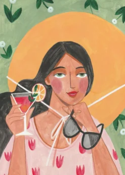 Abstract Modern Bohemian Woman with Cocktail