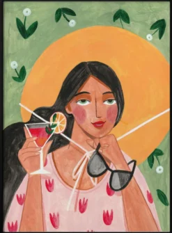 Abstract Modern Bohemian Woman with Cocktail