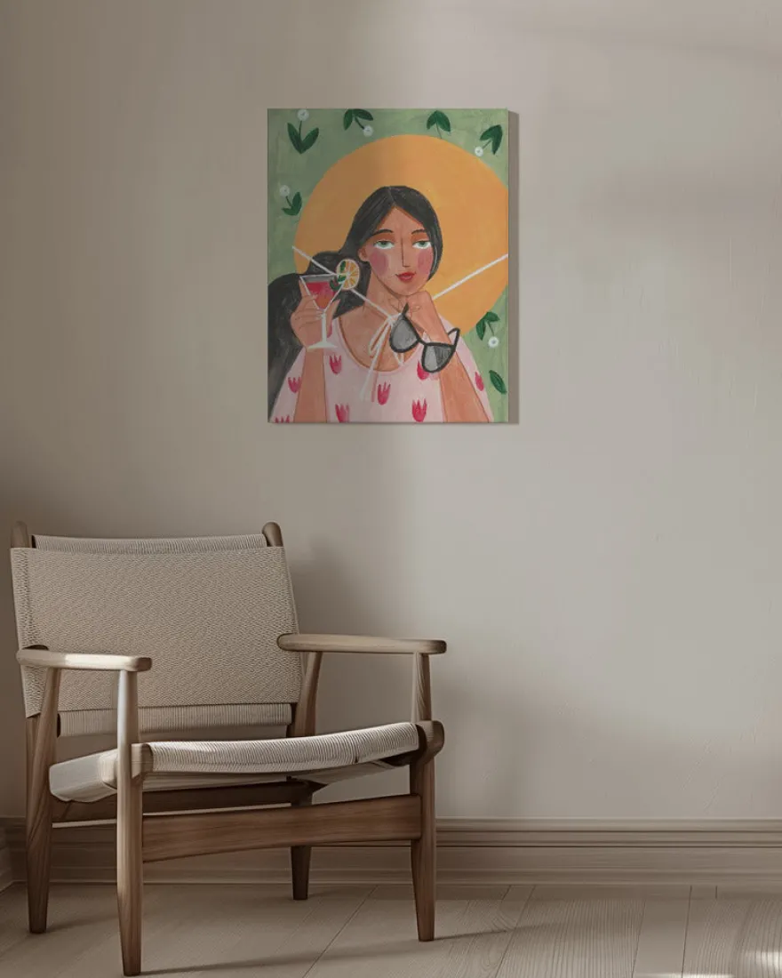 Abstract Modern Bohemian Woman with Cocktail