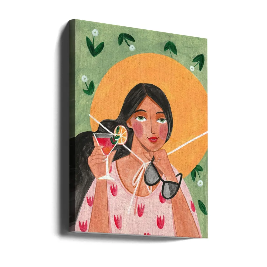 Abstract Modern Bohemian Woman with Cocktail
