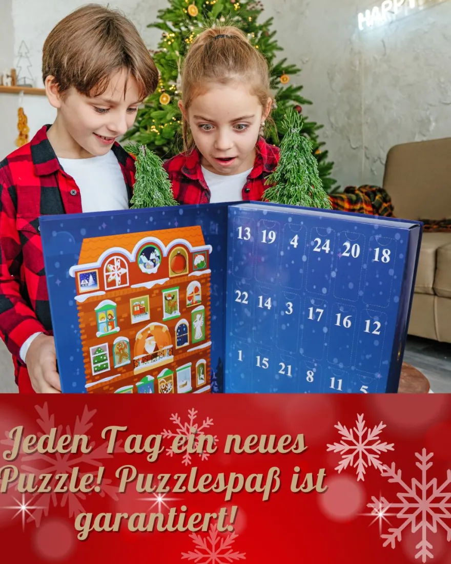 Adventskalender mit 24 Puzzles (je 25 Puzzleteile, 20 x 20cm)