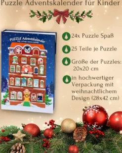 Adventskalender mit 24 Puzzles (je 25 Puzzleteile, 20 x 20cm)
