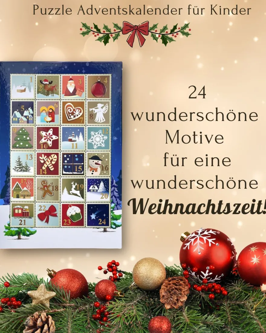 Adventskalender mit 24 Puzzles (je 25 Puzzleteile, 20 x 20cm)