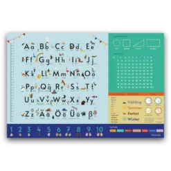 Alphabet Schreibtischunterlage blau für Kinder 60 x 40 cm