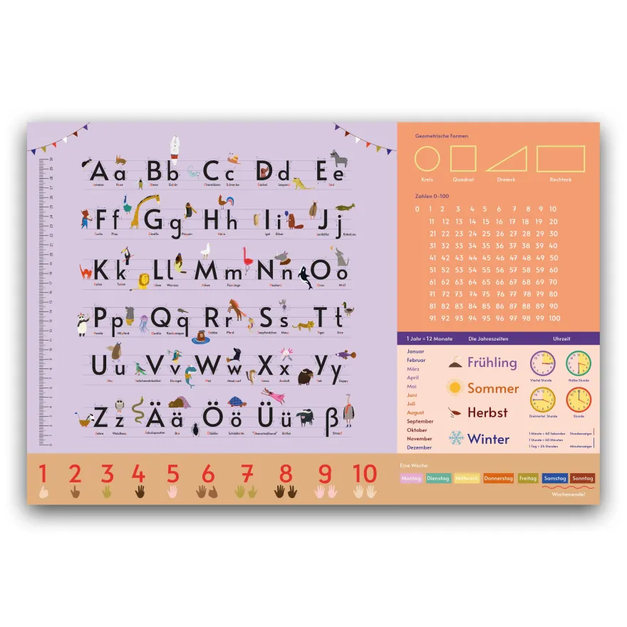 Alphabet Schreibtischunterlage lila für Kinder 60 x 40 cm