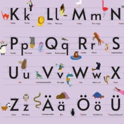 Alphabet Schreibtischunterlage lila für Kinder 60 x 40 cm