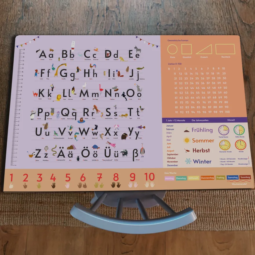 Alphabet Schreibtischunterlage lila für Kinder 60 x 40 cm