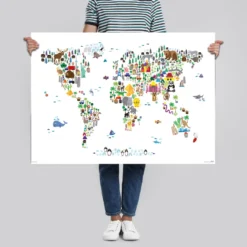 Animal Map Of The World Poster Michael Tompsett Weltkarte