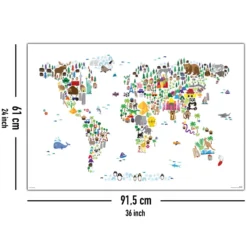 Animal Map Of The World Poster Michael Tompsett Weltkarte