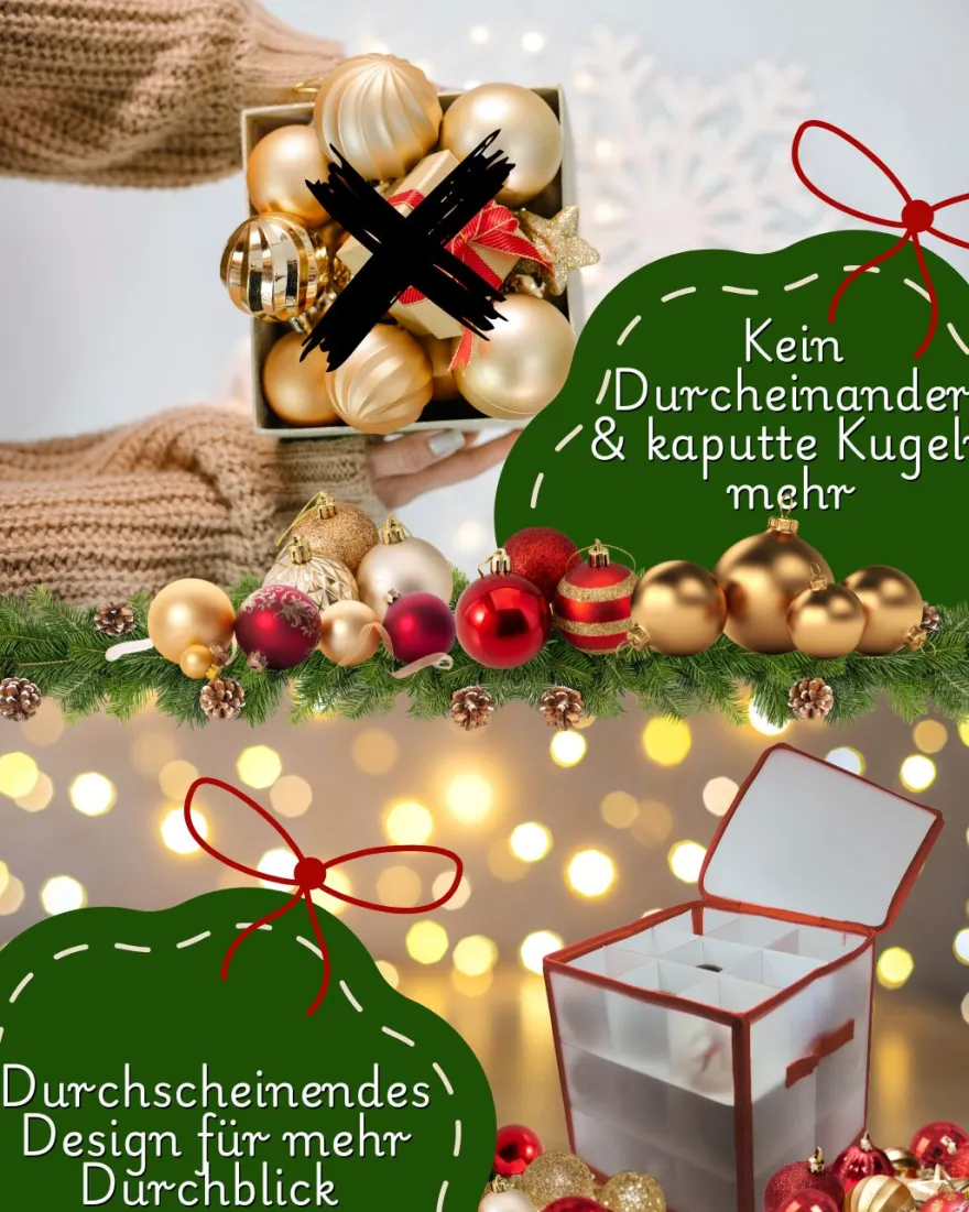 Aufbewahrungsbox für Christbaumkugeln Rot 27