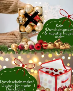 Aufbewahrungsbox für Christbaumkugeln Rot 64