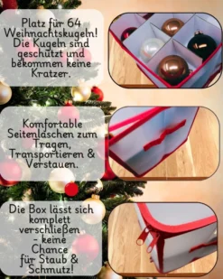 Aufbewahrungsbox für Christbaumkugeln Rot 64