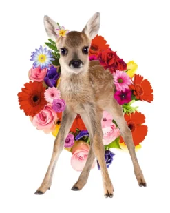 Bambi Poster Rehkitz mit Blumen