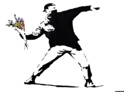 Banksy Poster Graffiti Throwing Flowers