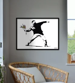 Banksy Poster Graffiti Throwing Flowers