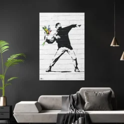 Banksy Poster Throwing Flowers