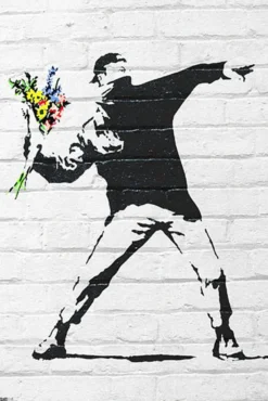 Banksy Poster Throwing Flowers