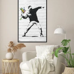 Banksy Poster Throwing Flowers
