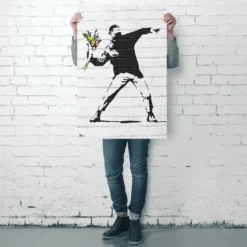 Banksy Poster Throwing Flowers