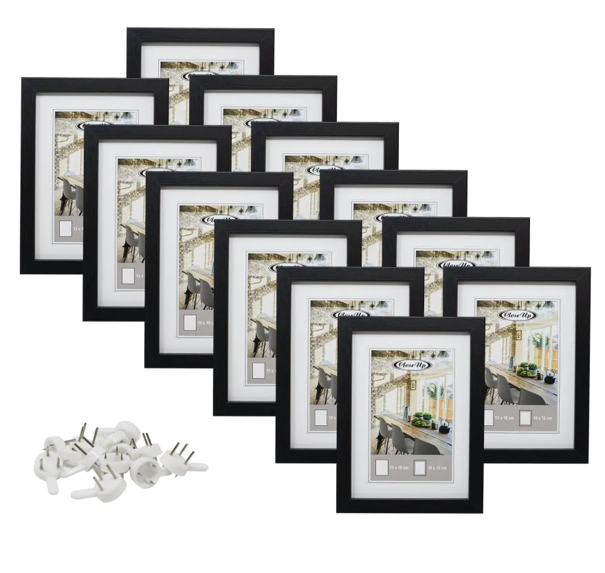 Bilderrahmen-Set 13 x 18 cm schwarz, 12 Stück