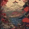Botanical Blossom Kunstdruck Japanische Landschaft