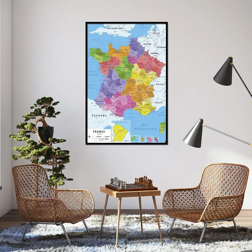 Carte De France 2017 Poster Karte von Frankreich 2017