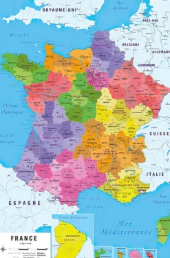 Carte De France 2017 Poster Karte von Frankreich 2017