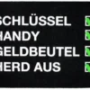 Checkliste Fußmatte Schlüssel, Handy, Geldbeutel, Herd aus