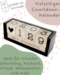 Countdown Kalender Holz-Tischkalender, Tagezähler