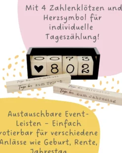 Countdown Kalender Holz-Tischkalender, Tagezähler