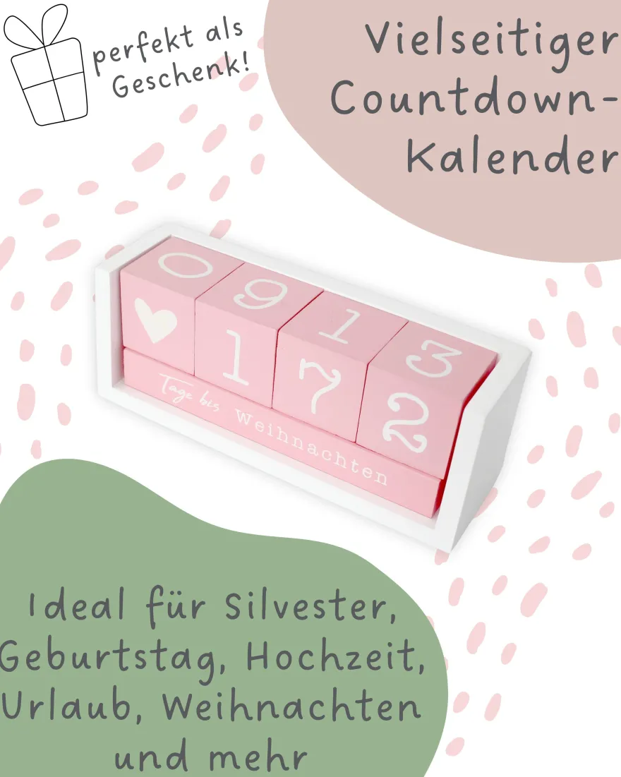 Countdown Kalender Holz-Tischkalender, Tagezähler