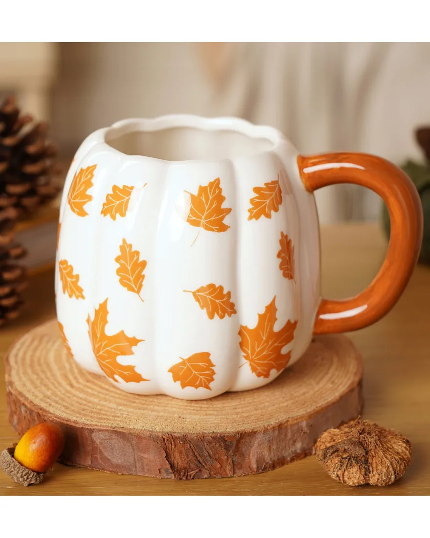 Country Living 3D Kürbistasse Orange Leaves 600ml