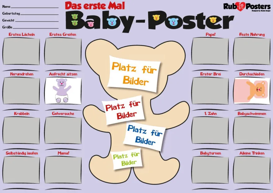 Das erste Mal Rubbel-Poster Baby