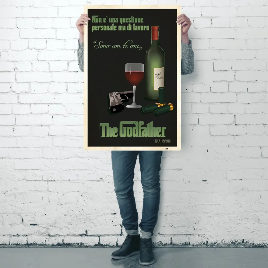 Der Pate Poster Weinflasche Sono con te ora