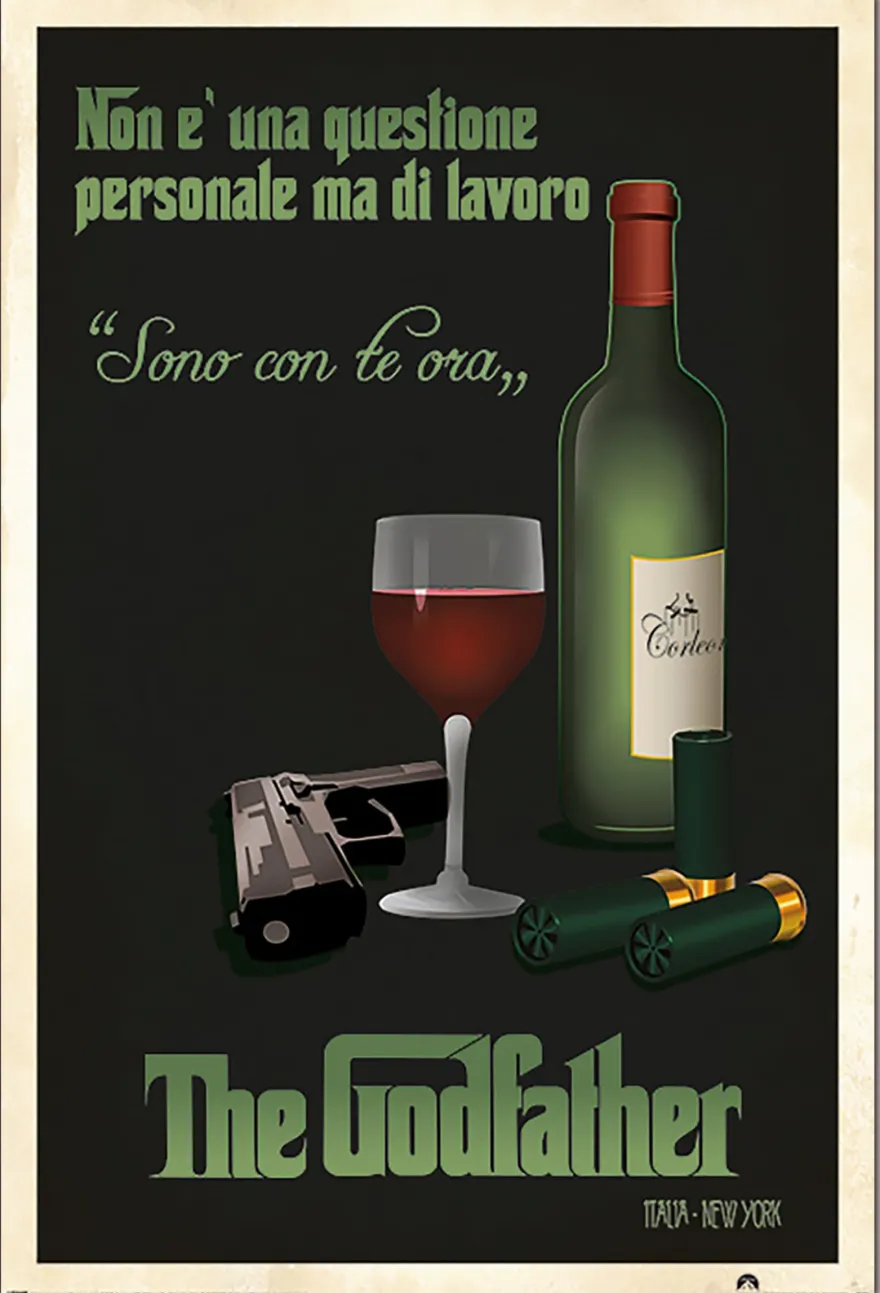 Der Pate Poster Weinflasche Sono con te ora