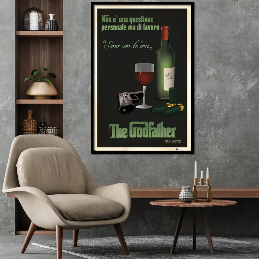 Der Pate Poster Weinflasche Sono con te ora