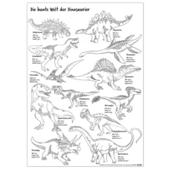 Dinosaurier Poster Din A3 zum Ausmalen, 120 gr. offset