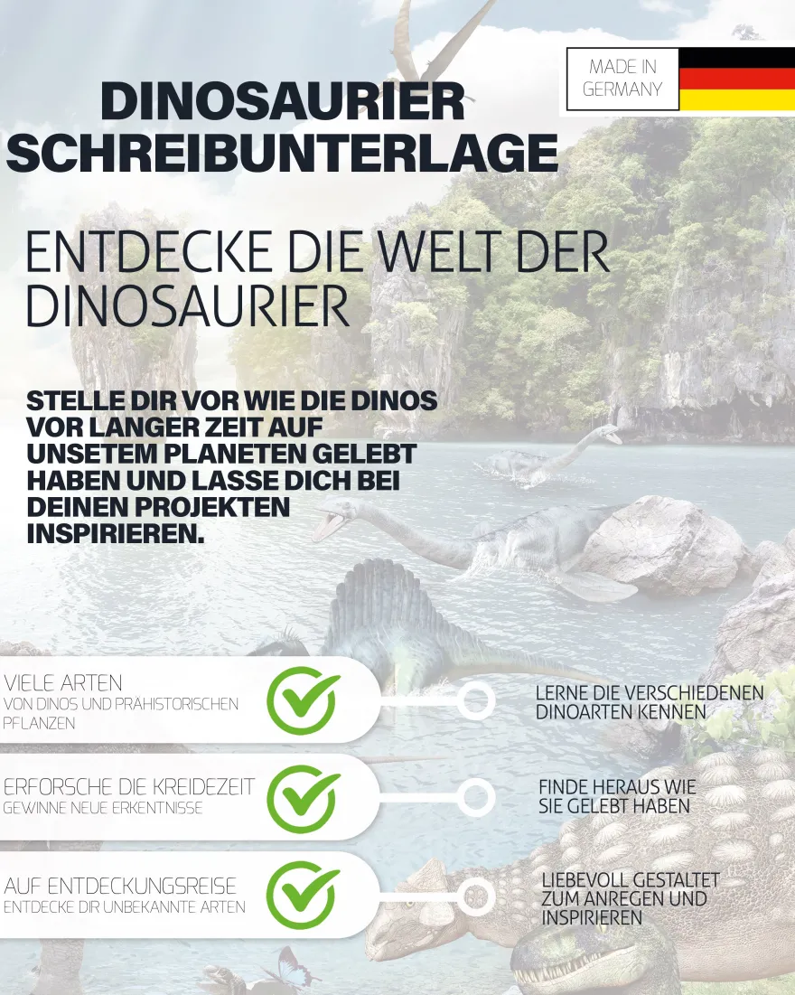 Dinosaurier Schreibtischunterlage für Kinder 60x40cm