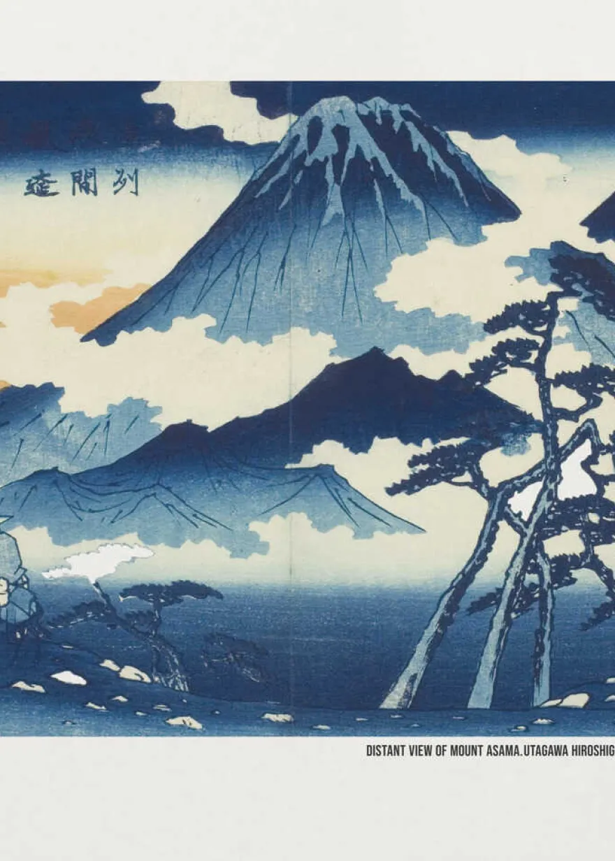 Distant View of Mount Asama, im Shinshu District von Utagawa Hiroshige für Kunstliebhaber