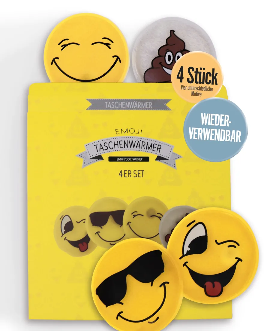 Emoji Taschenwärmer 4er Set