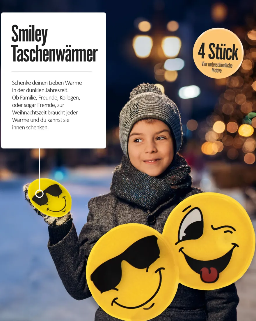 Emoji Taschenwärmer 4er Set