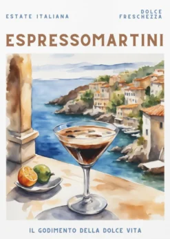 Espresso Martini Poster - Aquarell Style