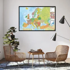 Europakarte Poster Flaggen mit spanischen Beschriftungen