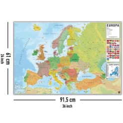 Europakarte Poster Flaggen mit spanischen Beschriftungen