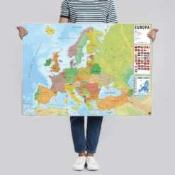 Europakarte Poster Flaggen mit spanischen Beschriftungen