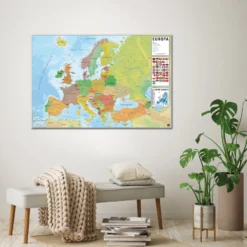 Europakarte Poster Flaggen mit spanischen Beschriftungen