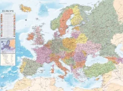 Europakarte XXL Poster Flaggen Englisch 135 x 100 cm